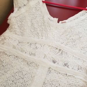 🌹Free People Milk Transparent Lace Raw Edge Top